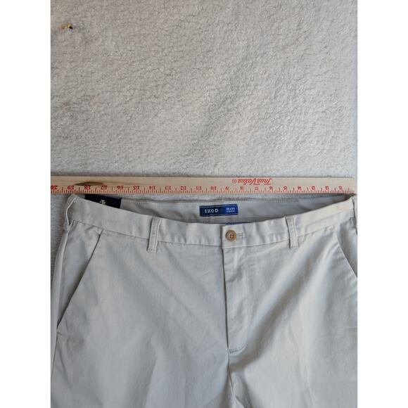 NEW Izod Sportflex Pants Mens 38x34 Cream Performance Plus Stretch - Picture 3 of 16